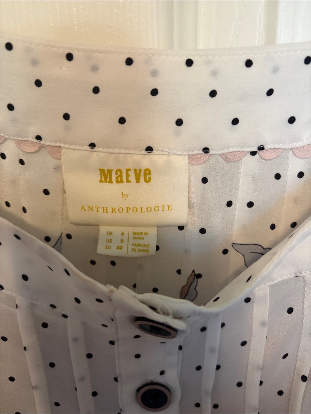 Anthropologie White Polka Dot and floral Women’s Tank Shirt